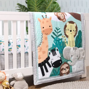 Green and Grey Safari Adventures Crib Bedding Set for Baby