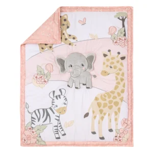 Pink and Grey Wildest Dreams Crib Bedding Set for Baby Girls